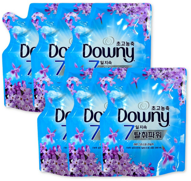 다우니 섬유유연제 레몬그라스와 라일락 미니 파우치 200ml, 6개