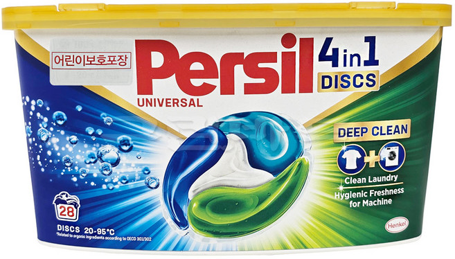 퍼실 4in1 딥클린 디스크 유니버셜 캡슐세제 용기형, 1개, 28개입