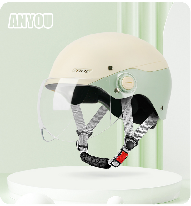 ANYOU 투톤 헬멧 전동 킥보드 헬멧 전기 자전거 헬멧, 녹색