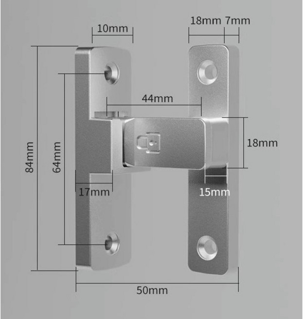연온룸 90도 잠금장치 화장실 실내 안전장치 고리, 실버, 1개
