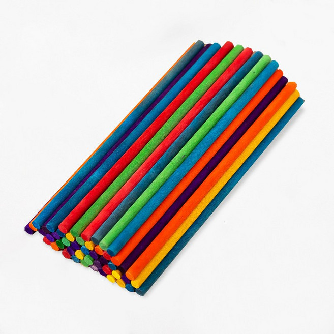 오꿈 아이스크림막대 커피스틱 하드바 산가지나무 만들기재료, 1세트, 10 산가지막대 칼라 50개