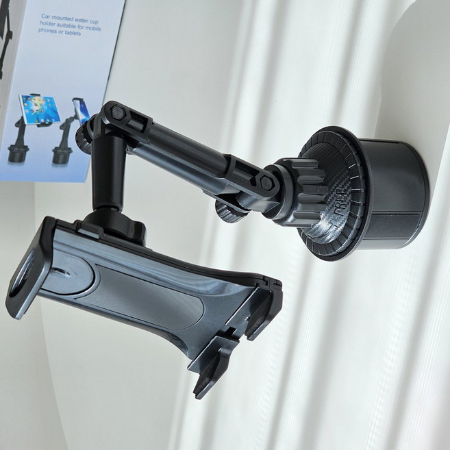 차량용 태블릿 핸드폰 컵홀더 거치대, 블랙, 1개