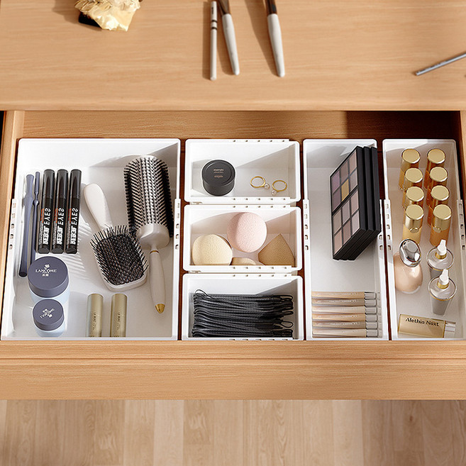 하우쏠 길이조절 싱크대 서랍 수저정리함 조리도구 보관함 숟가락통 소형, 3개, 화이트