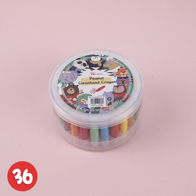 花生潔淨手蠟筆 36色繪畫蠟筆, 1個, 36個