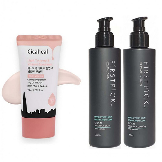 끈적임없는 라이트 톤업 선크림 SPF50+ 시카 남성 스킨 로션, 1개, 1ml