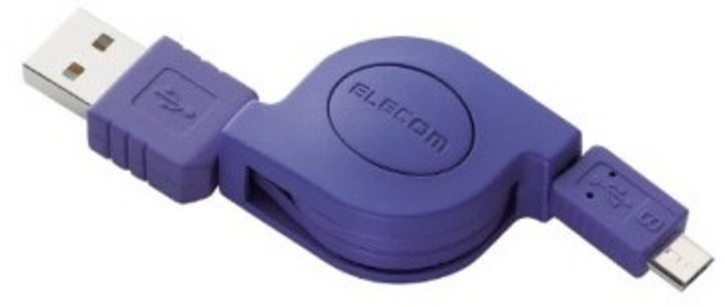 엘레컴 5핀 데이터 전송 충전 컬러 릴케이블 0.8m MPA-AMBIRLC08, 퍼플, 1개