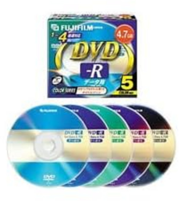 FUJIFILM DDR47C×5M4× DVD-R for Data 컬러 시리즈 5장 팩, 1개, 상세페이지 참조