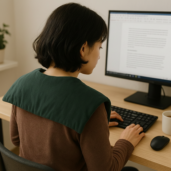 [온기] 어깨 팥 4종 충전재 온열 찜질팩 (딥그린색상 커버 포함), 1세트