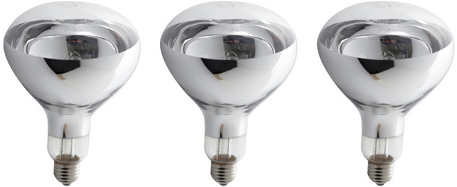 일광 적외선 램프 열전구 250W E26, 3개, 전구색