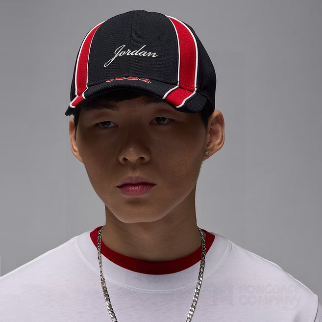 나이키 모자 조던 점프맨 라이즈 스트럭처 캡 남자 레트로 볼캡, L/XL (60호), 블랙 + 짐 레드 (010)