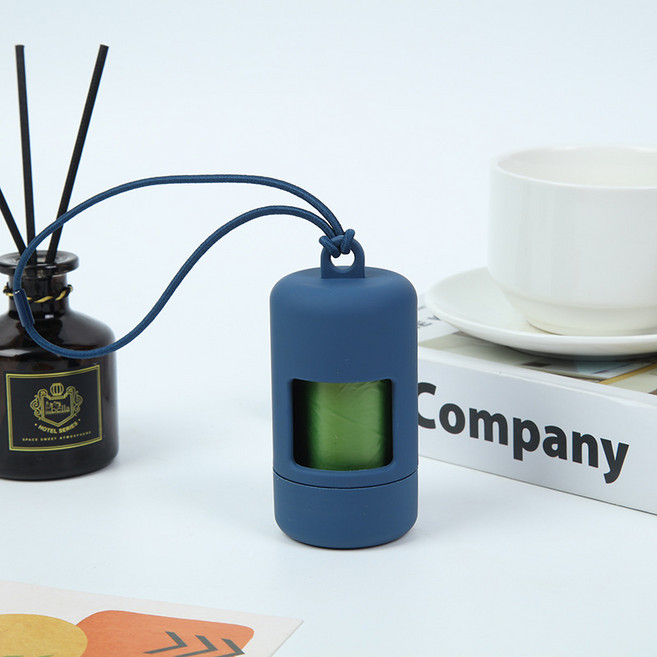 반려동물 배변봉투 세트 휴대용 캡슐 케이스 간편 사용 위생봉투 1롤 포함 산책 필수 아이템, 똥받이 케이스, 네이비, 1개, 1개입