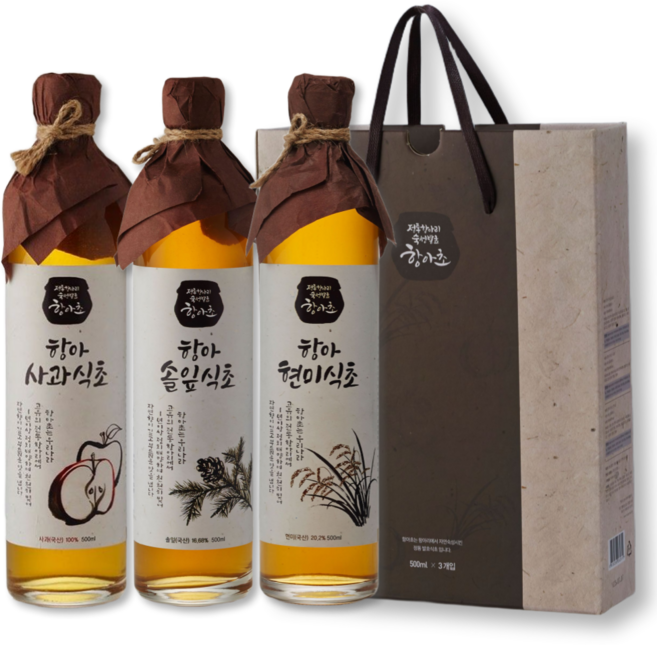 항아초 항아 천연발효 사과식초 솔잎식초 현미식초 세트, 1개, 1.5L