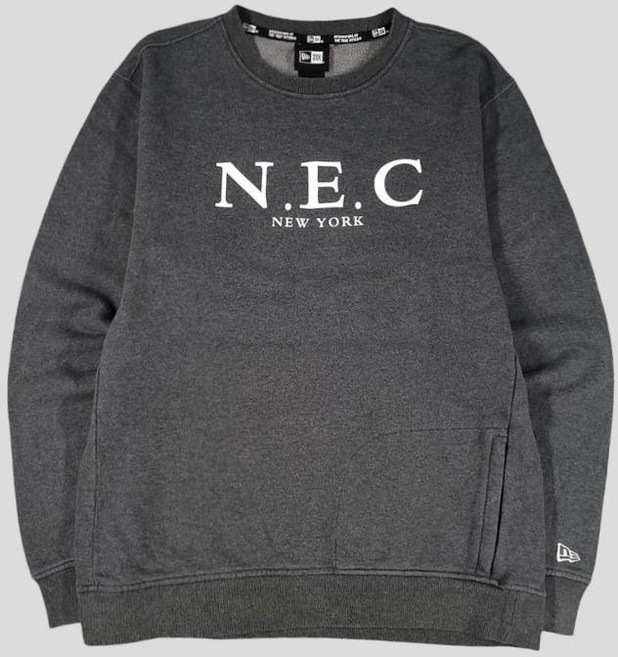 뉴에라 그레이 화이트 뉴욕시티 로고 원포켓 코튼 스웻 맨투맨 티셔츠 M