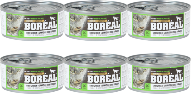 보레알 캣 고양이 주식캔 습식사료, 닭+오리, 156g, 6개