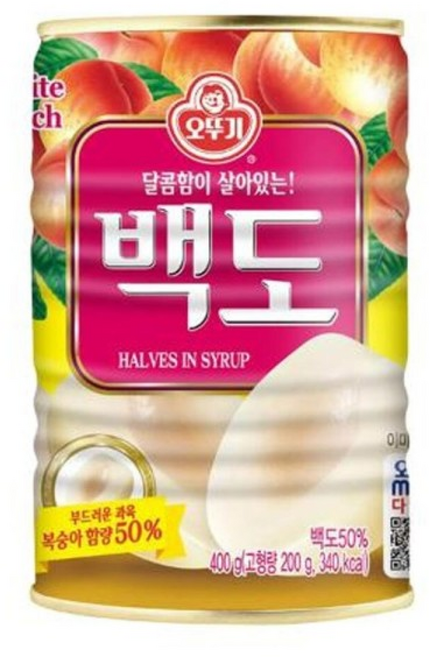 오뚜기 백도(반절) /가벼운/황도/캔/과일/맛있는/초등/학교/백도/통조림/복숭아/간편/슬라이스, 12개, 400g