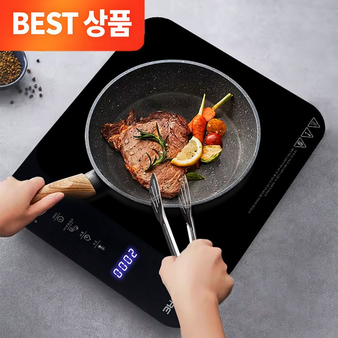 까르페 1구 다이얼 인덕션 PRO 듀얼 냉각팬 저소음 전기레인지, 프리스탠딩, 블랙