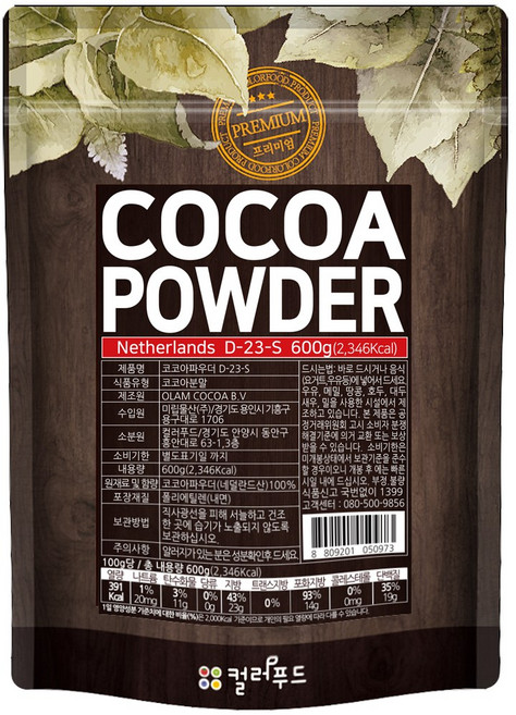 colorfood 코코아 파우더, 600g, 1개입, 1개