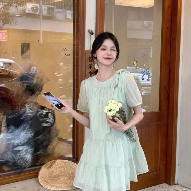 꽃소담 여성 여름 러블리 벌룬 반팔 캉캉 미니 원피스 XP483