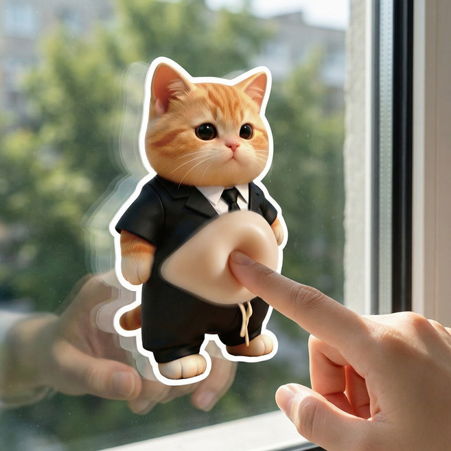 레인보우캣 시바견 뱃살 스티커 쿠션스티커 강아지 뱃살 스티커 2p, 1세트, 고양이_양복