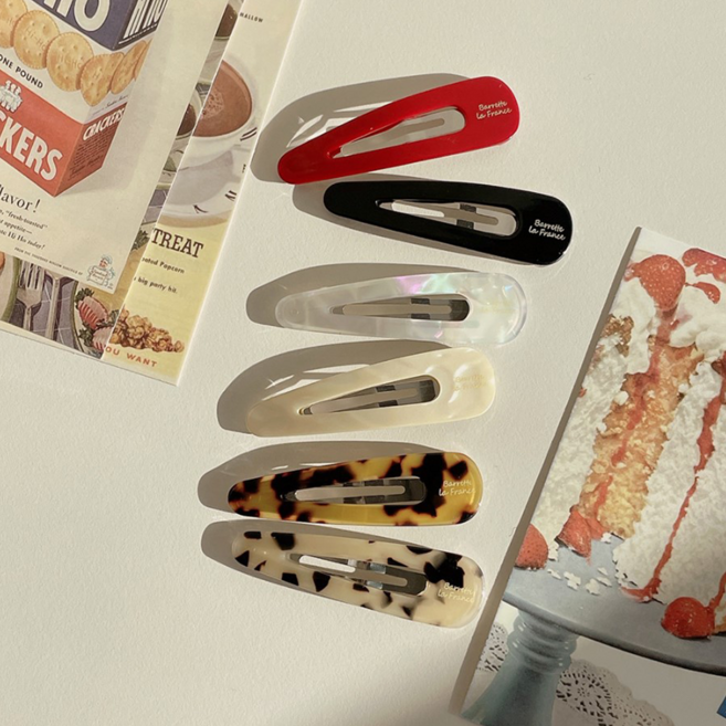 Tick 데일리 아크릴 컬러 헤어 똑딱핀 (6color)