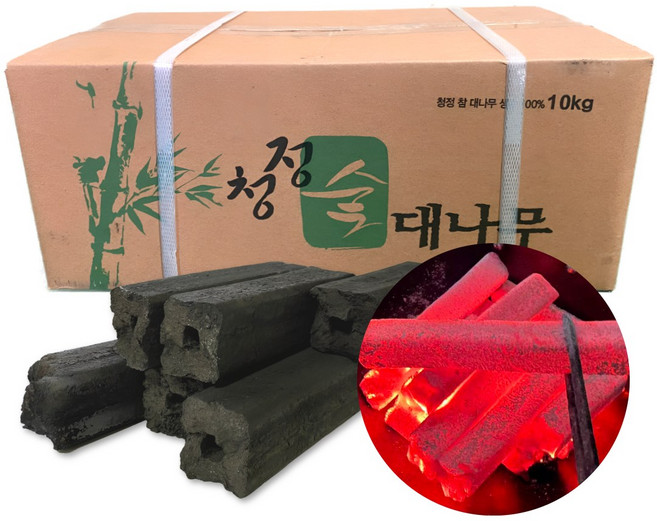 캠핑플렉스 캠핑용 바베큐 참숯 대나무 숯 10kg, 1개