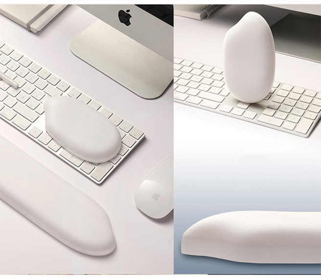세트~! 유리 글로벌 고급형 (키보드 손목 보호받침대+마우스 손목 쿠션) 젤리재질, 화이트, 1세트