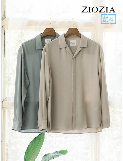 지오지아 루즈핏 오픈카라 폴리서커 셔츠 AAC2WC1101