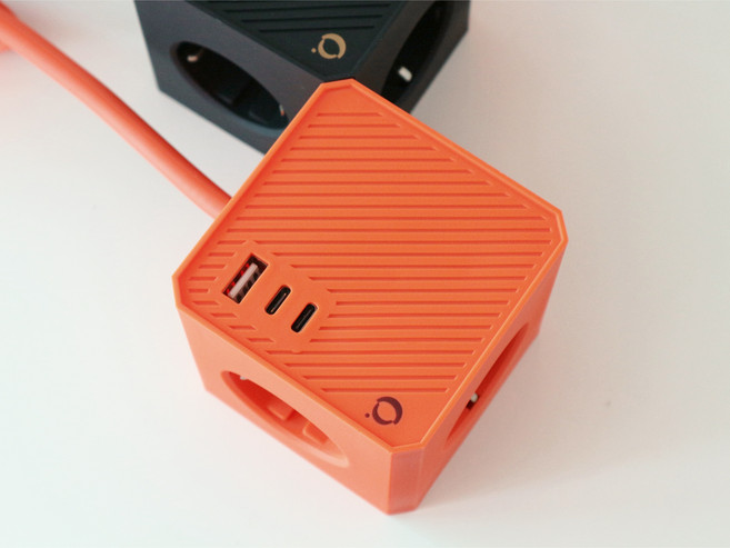 소유 디자인 3구 고속충전 여행용 납작멀티탭 고용량 큐브 멀티탭 usb, 1개, 오렌지, 3m