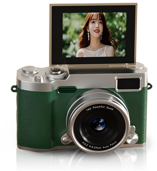 빈티지 디지털 카메라 180도 회전 화면 학생 캠퍼스 64GB 디카, ZD09-64GB(녹색)