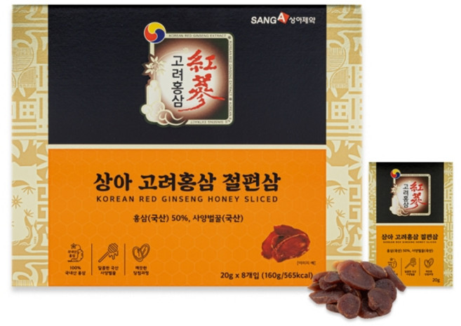 상아제약 고려홍삼 절편삼, 1박스, 20g