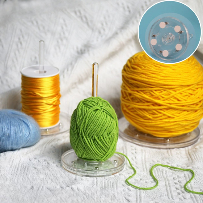 미끄럼방지 휴대용얀홀더 실와인더 얀스피너 실패꽂이 실걸이 홀더 회전판, 투명 L, 1개