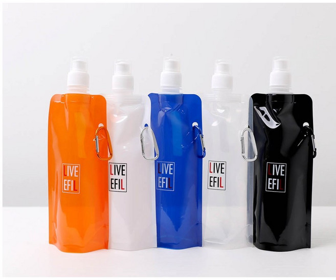 [낭만스토어] 접이식물병 휴대용물병 야외 스포츠 캠핑 등산 물병, 1개, 500ml, 오렌지