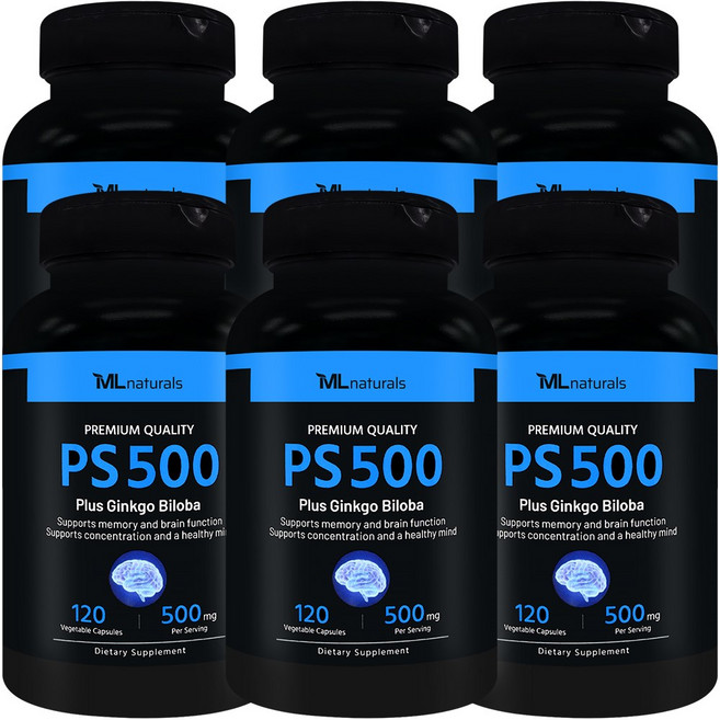 [미국빠른직구] 신제품 마이라이프 내추럴스 PS 500 (포스파티딜세린 500mg + 징코 빌로바), 6개, 120정