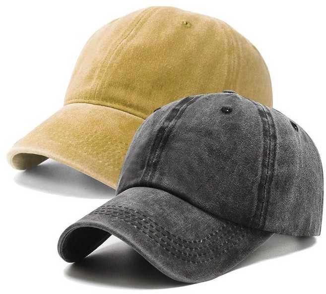 PFFY 빈티지 워싱 디스트레스드 야구 모자 골프 볼캡 남성 여성용 블랙+카키(세탁), Yellow+black(washed)