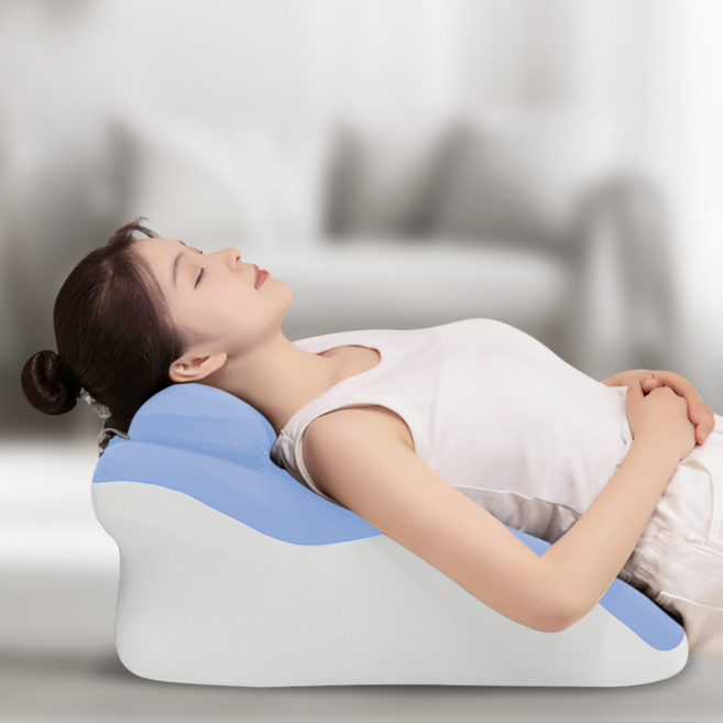YOPENCE 엎드려 자는 베개 역류성 식도염 역류방지 베개 메모리폼 다리베개 등받이 쿠션 겸용, 1개, 블루X화이트