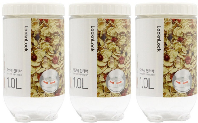 락앤락 인터락 냉장고 도어포켓 정리 밀폐 보관용기 1L, 3개, 1세트