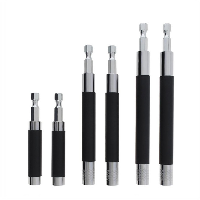 6pcs 확장 가능한 마그네틱 스크류 드라이브 가이드 드릴 비트 팁 홀더 80/120/140mm 스크루 드라이버 비트 홀더 연장 바 어댑터, 블랙 &amp; 실버