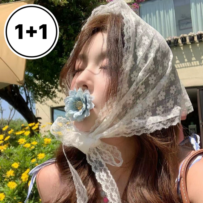 루아유 레이스 헤어스카프 커치프 두건