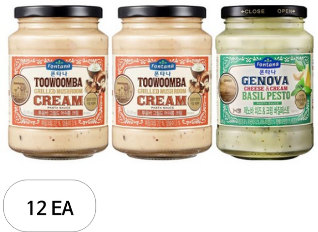 폰타나 투움바 그릴드 머쉬룸 크림 파스타소스 + 제노바 치즈&크림 바질페스토 파스타소스, 12세트, 1.29kg