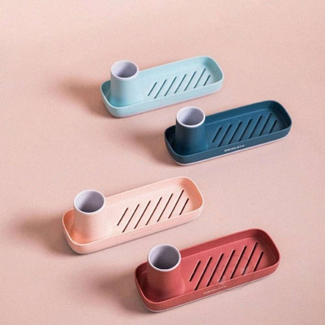 DOFM 욕실 트레이 깔끔한칫솔걸이, 칫솔비누거치대 레드, 칫솔비누거치대_레드, 1개