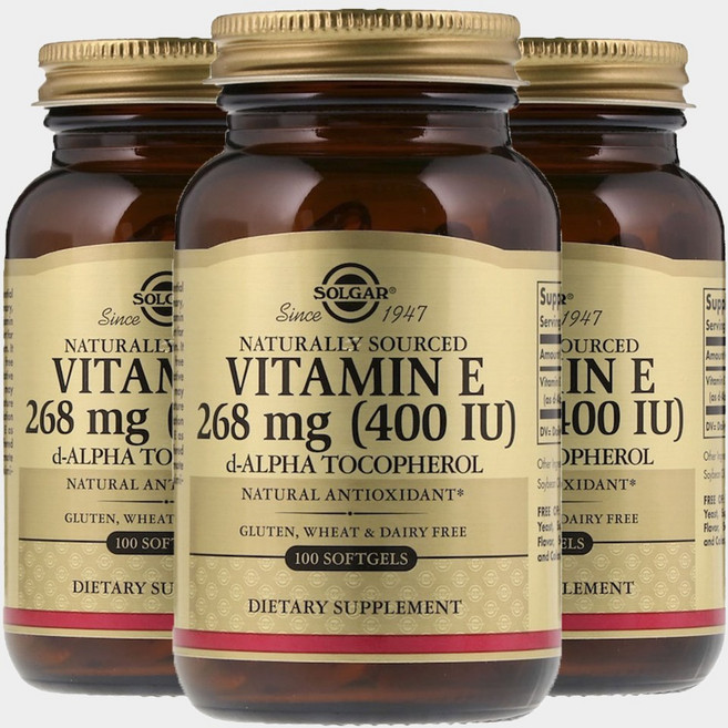 SOLGAR 維他命E 400IU&生育酚軟膠囊, 100顆, 3罐