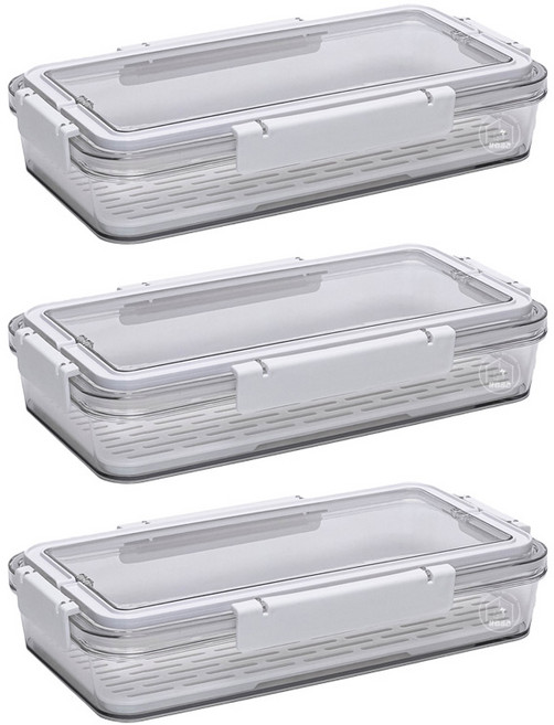 살림공간 채반용기 야채 보관 밀폐용기 냉장고 정리, 중형, 3개