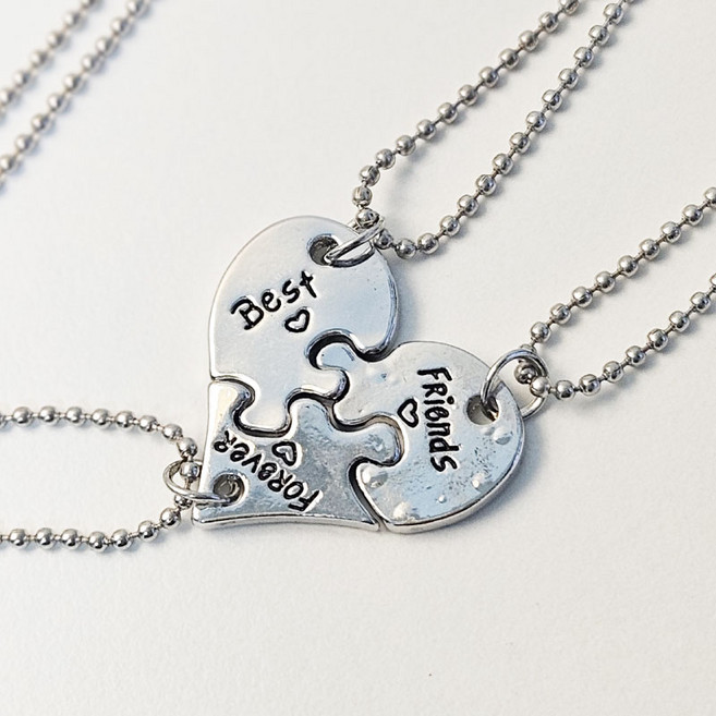 리빙릿 우정 목걸이 써지컬 스틸 커플 학생 퍼즐 펜던트