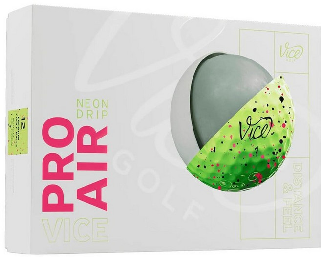 Vice Pro 에어 골프공 (2025 모델) (레드/블랙 드립), Lime Pink/Black Drip, 1개