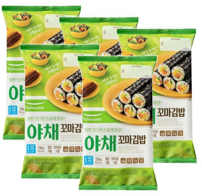 풀무원식품 야채 꼬마김밥 124g 엄마손맛 밥반찬 자취생, 5개