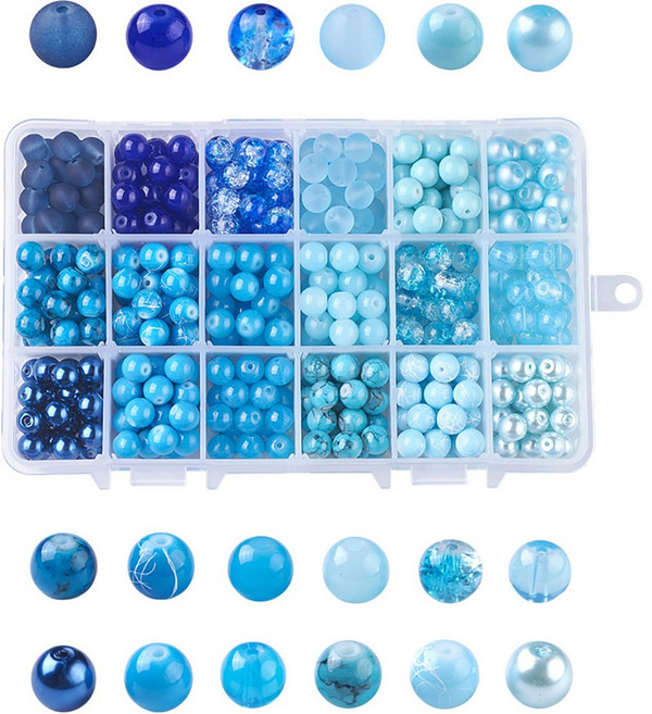 프리미엄 비즈 공예 키트 18종 세트, 블루, 1세트