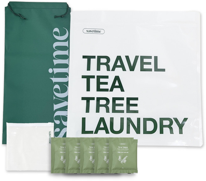 세이브타임 여행용 티트리 세탁 KIT (세탁기 1개+티트리 세제 5개) 캠핑 휴가 휴대용 세탁, 5개, 25ml, 세탁기 1개+티트리 세제 1개