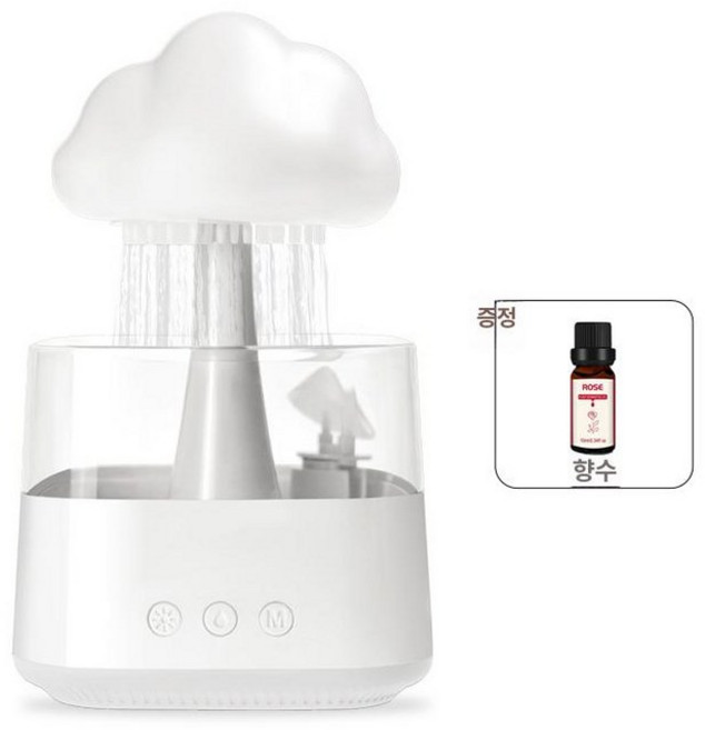 버섯 비구름 무드등 비내리는 빗소리 수면 조명, 화이트 버튼 800ml, 기본 모델명/품번