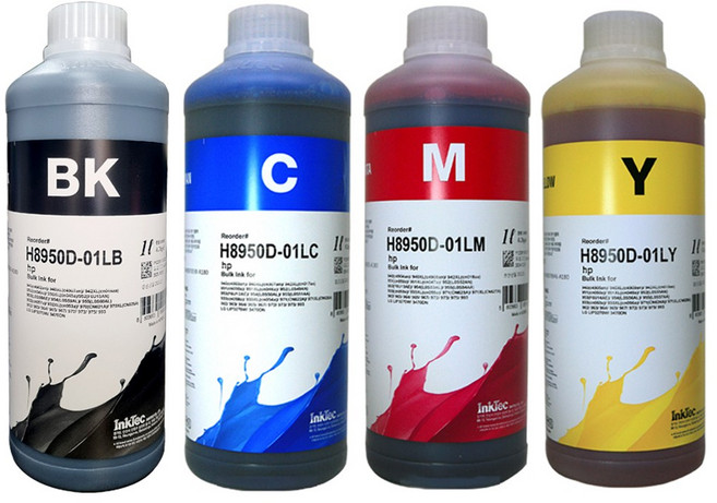 잉크테크 HP 무한 리필 잉크 HP9010 HP8100 HP8600 HP8610 HP8710 HP8210 HP7740 HP7720 HP7612 HP7110, 1000ml 4색셋트(검정염료+칼라염료), 1개