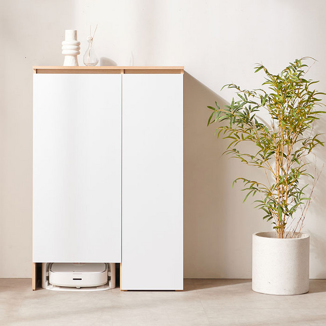 [룩홈] 깔끔한 로봇청소기 수납장, 메이플화이트